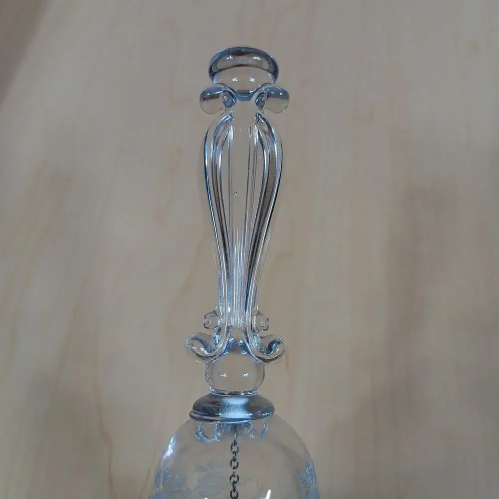 Vintage Navarre Crystal Bell by Fostoria Floral Embossed Clear 6